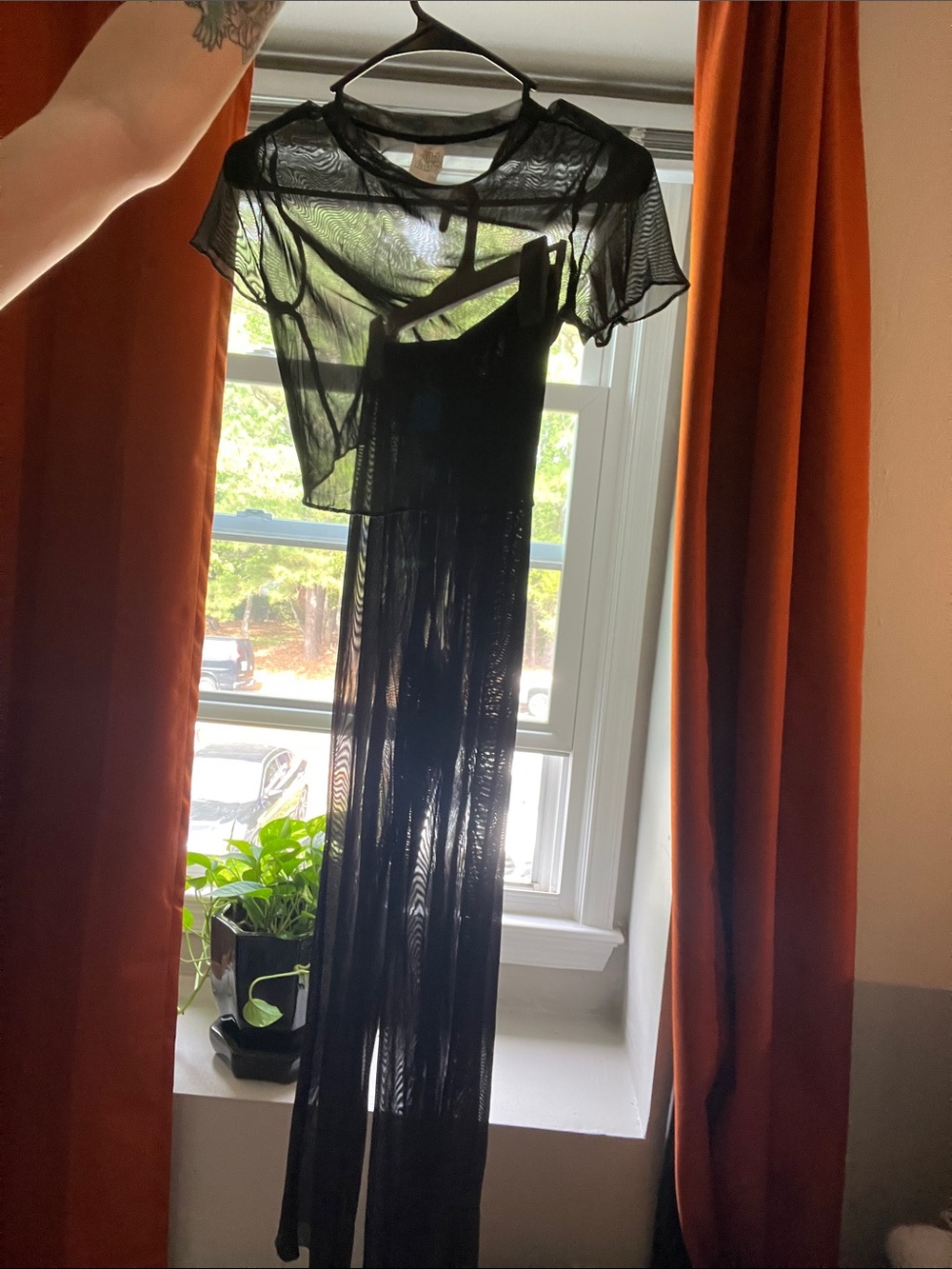 XS wild fable Black Sheer Mesh 2 piece set